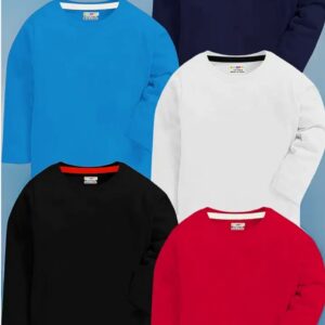 Kuchipoo मुलांसाठी फुल स्लीव्ह्स रेग्युलर फिट सॉलिड टी-शर्ट | मऊ, आरामदायी व टिकाऊ | GavranBajar